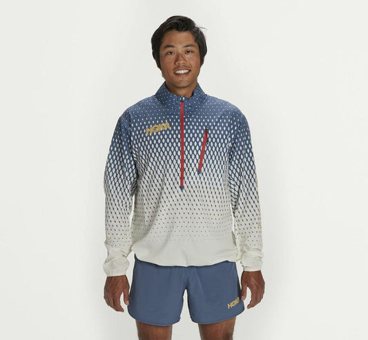 Men Outerwear | HOKA ONE ONE Wind-Resistant Jacket Tofu / Vintage Indigo