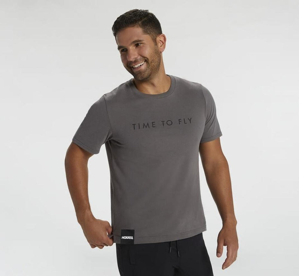 Men Tops | HOKA ONE ONE Brand Tee Charcoal