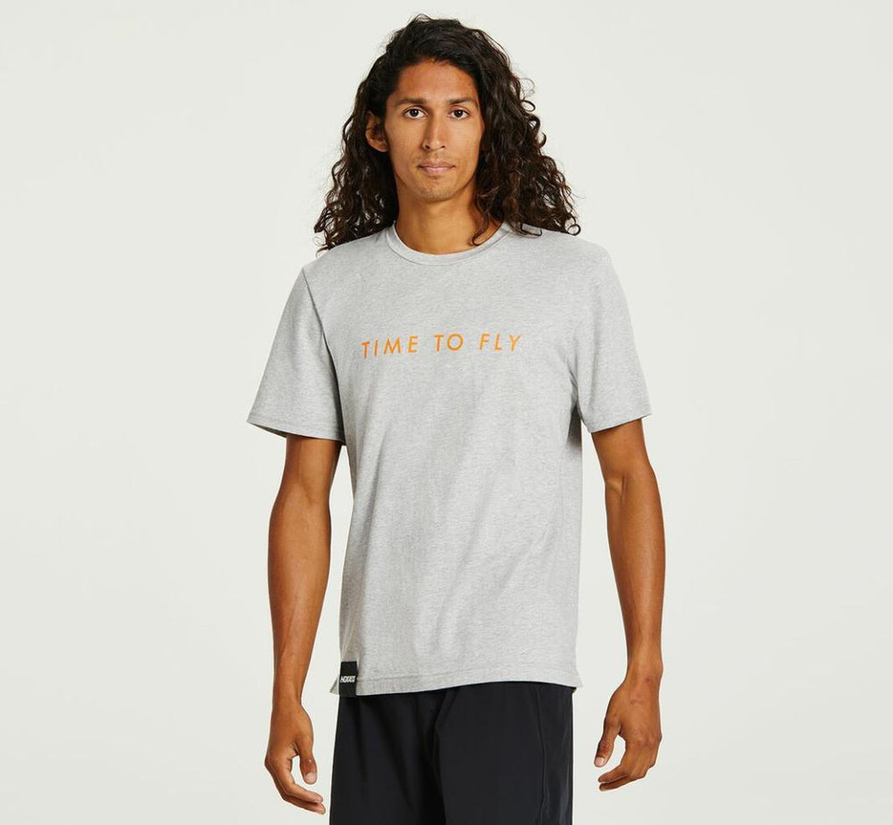 Men Tops | HOKA ONE ONE Brand Tee Heather Grey / Persimmon Orange
