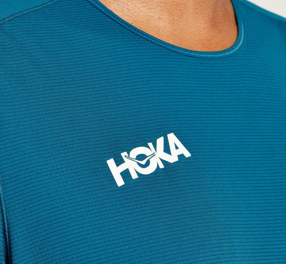 Men Tops | HOKA ONE ONE Performance Short Sleeve Moroccan Blue