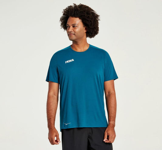 Men Tops | HOKA ONE ONE Performance Short Sleeve Moroccan Blue