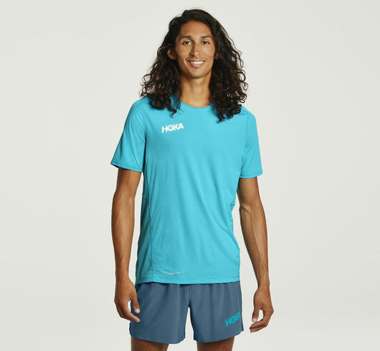 Men Tops | HOKA ONE ONE Performance Short Sleeve Scuba Blue
