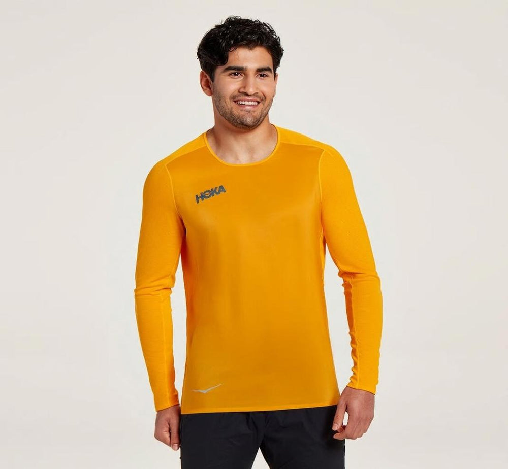 Men Tops | HOKA ONE ONE Wind Shirt Saffron