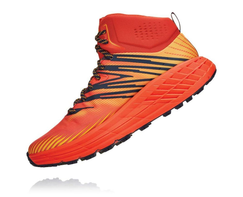 Men Trail Running | HOKA ONE ONE Speedgoat Mid GORE-TEX 2 Mandarin Red / Gold Fusion