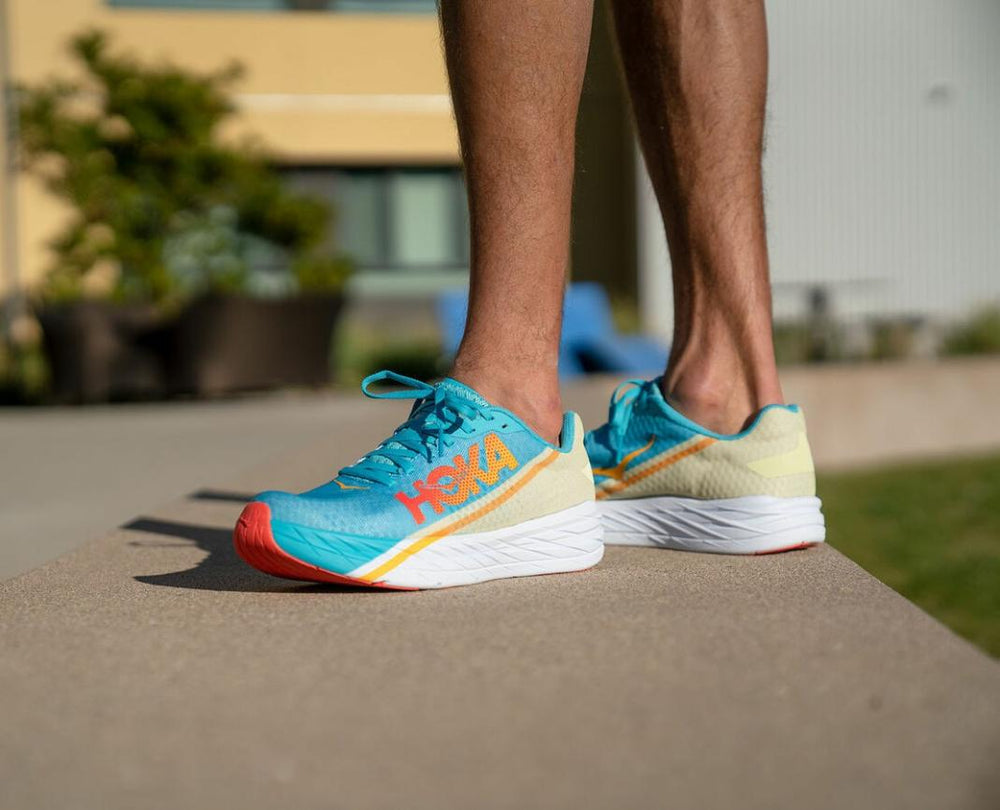 Men/Women Road Running | HOKA ONE ONE All Gender Rocket X Scuba Blue / Luminary Green