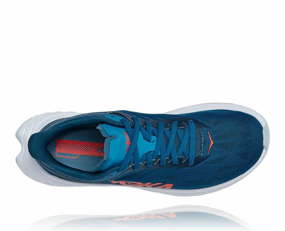 Women Road Running | HOKA ONE ONE Carbon X 2 Moroccan Blue / Hot Coral