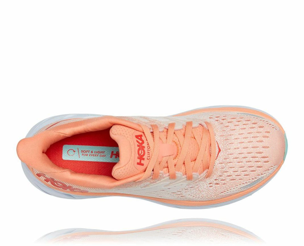 Women Road Running | HOKA ONE ONE Clifton 8 Cantaloupe / Silver Peony
