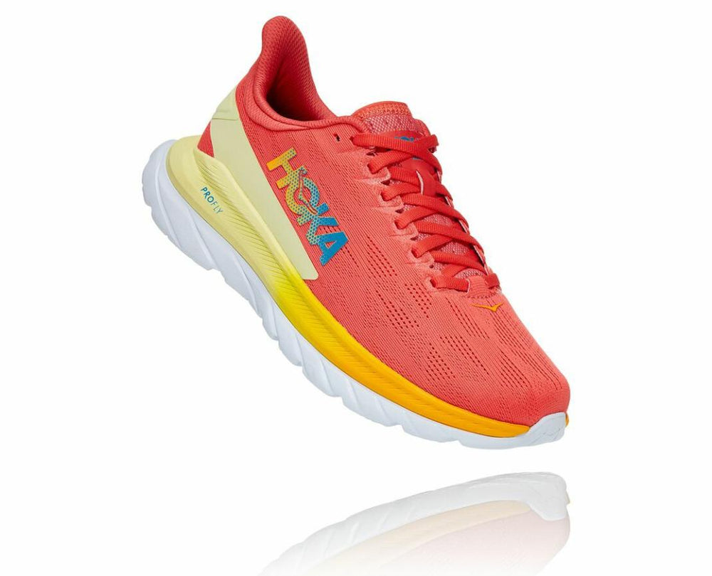 Women Road Running | HOKA ONE ONE Mach 4 Hot Coral / Saffron