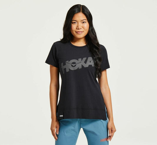 Women Tops | HOKA ONE ONE Brand Tee Black / Castlerock