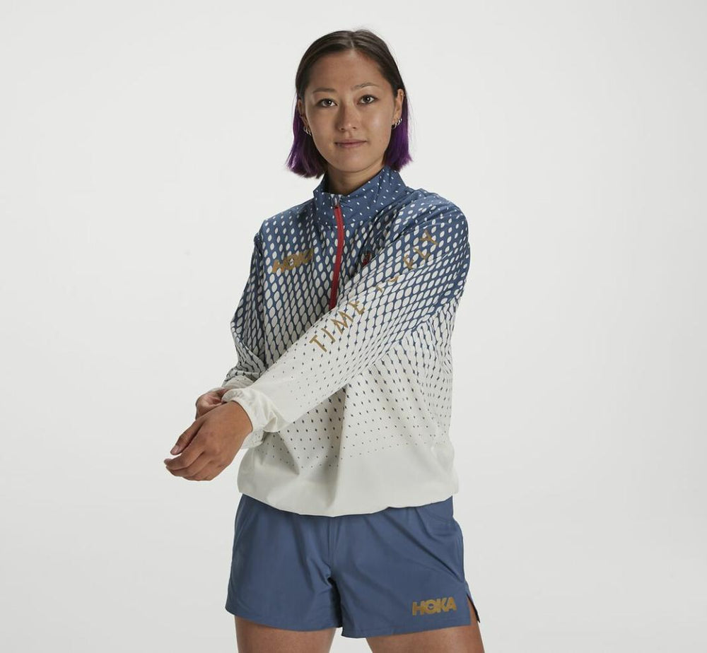 Women Tops | HOKA ONE ONE Wind-Resistant Jacket Tofu / Vintage Indigo