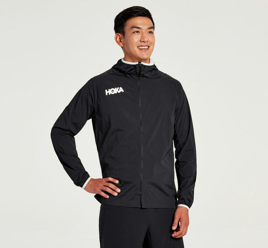 Men Outerwear | HOKA ONE ONE Full-Zip Wind Jacket Black