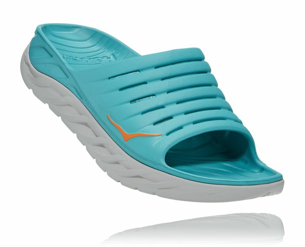 Men Recovery Sandals | HOKA ONE ONE ORA Recovery Slide Aquarelle / Blazing Orange