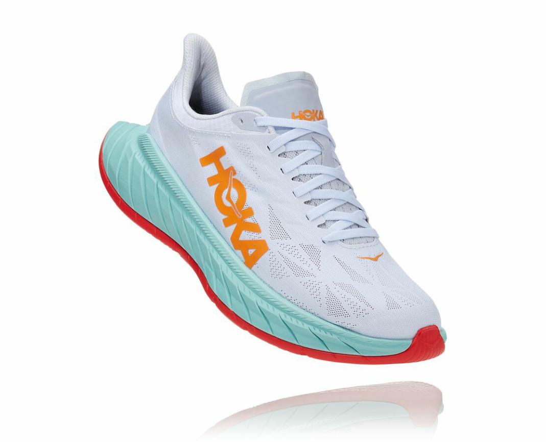 Men Road Running | HOKA ONE ONE Carbon X 2 White / Blazing Orange