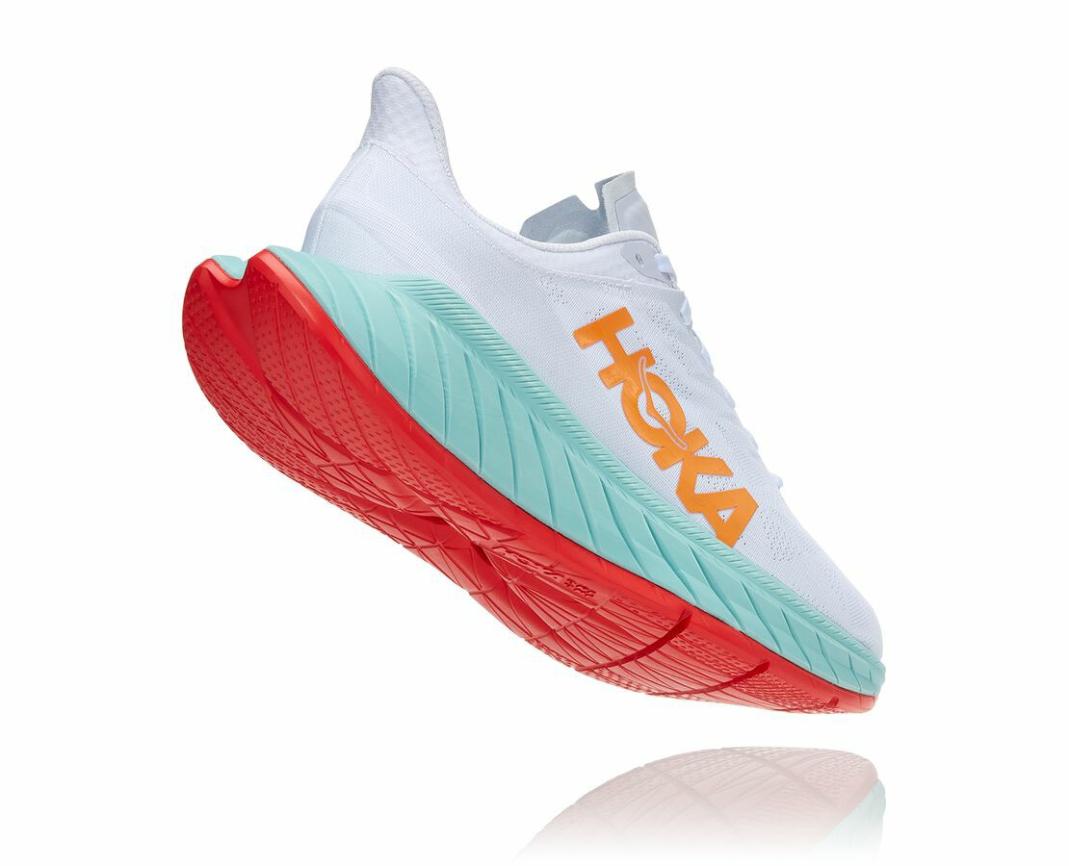 Men Road Running | HOKA ONE ONE Carbon X 2 White / Blazing Orange