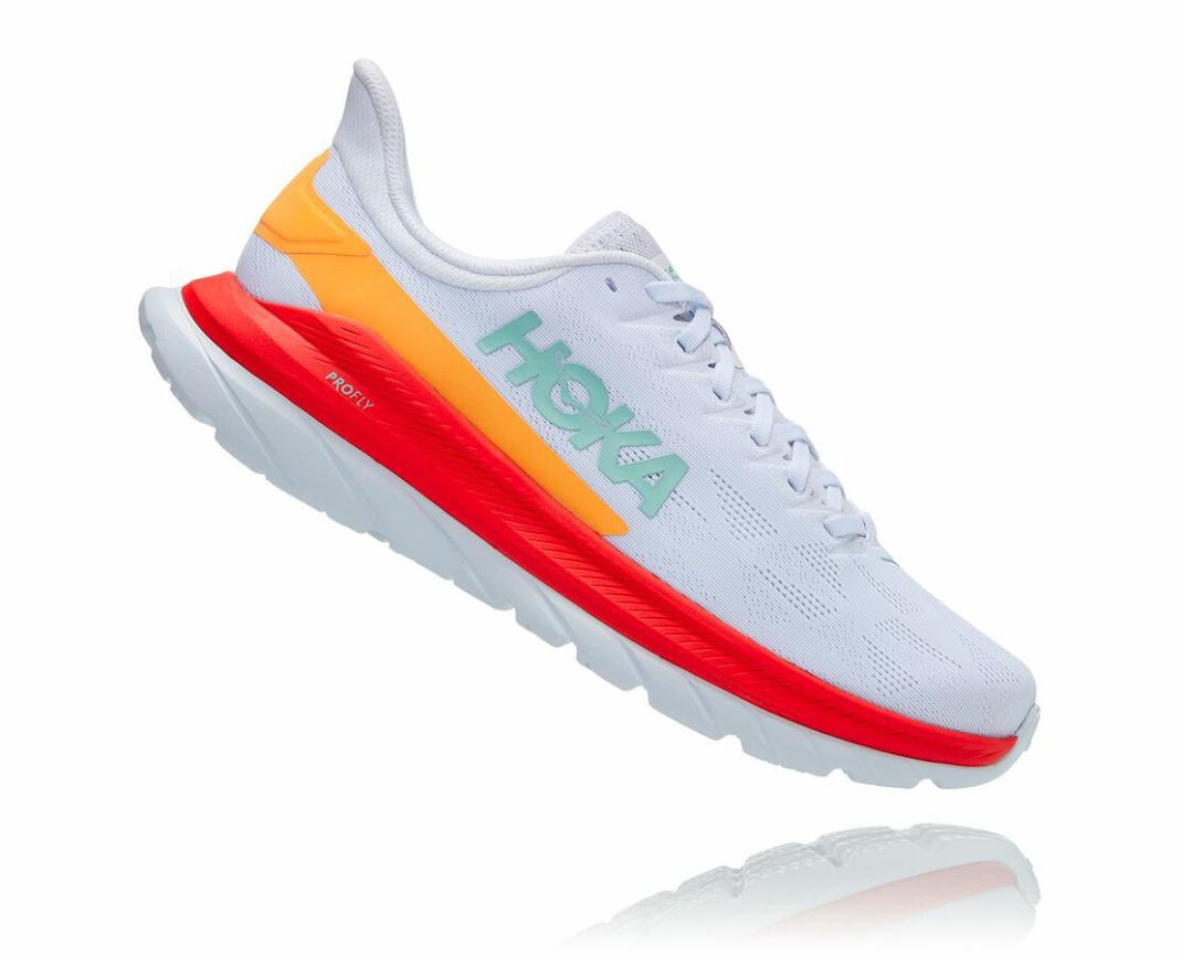 Men Road Running | HOKA ONE ONE Mach 4 White / Fiesta