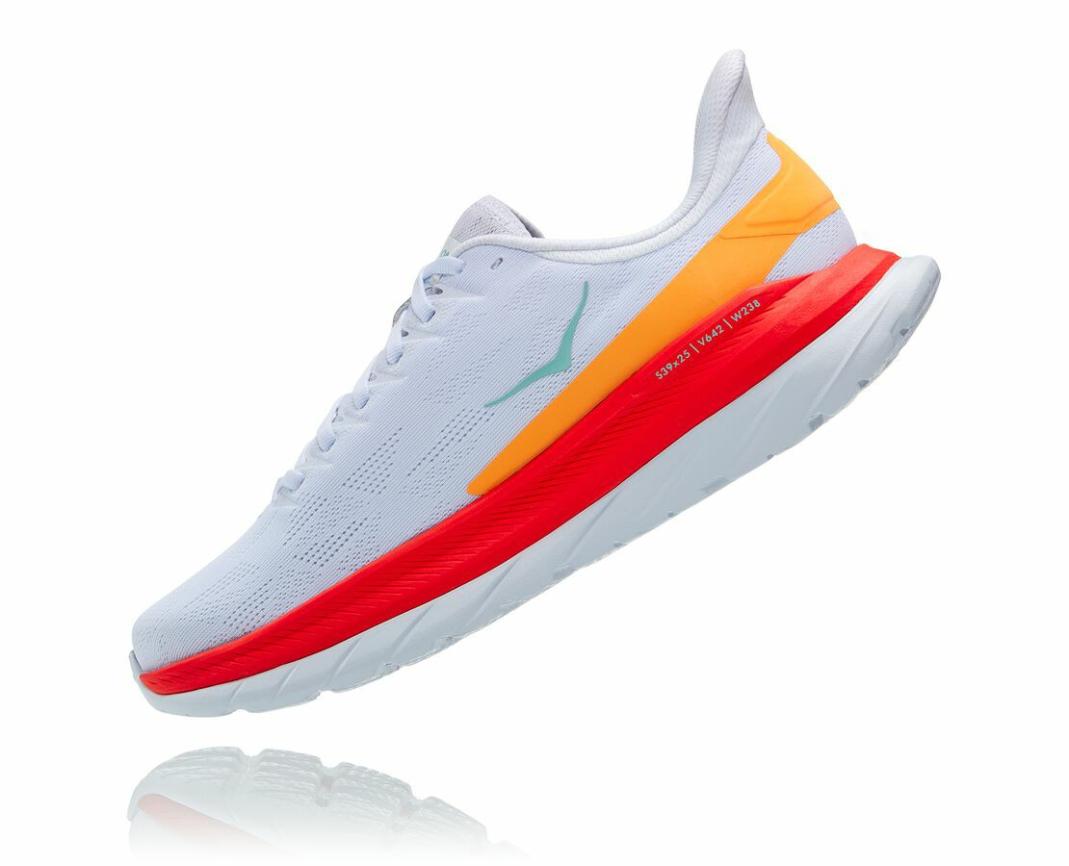 Men Road Running | HOKA ONE ONE Mach 4 White / Fiesta