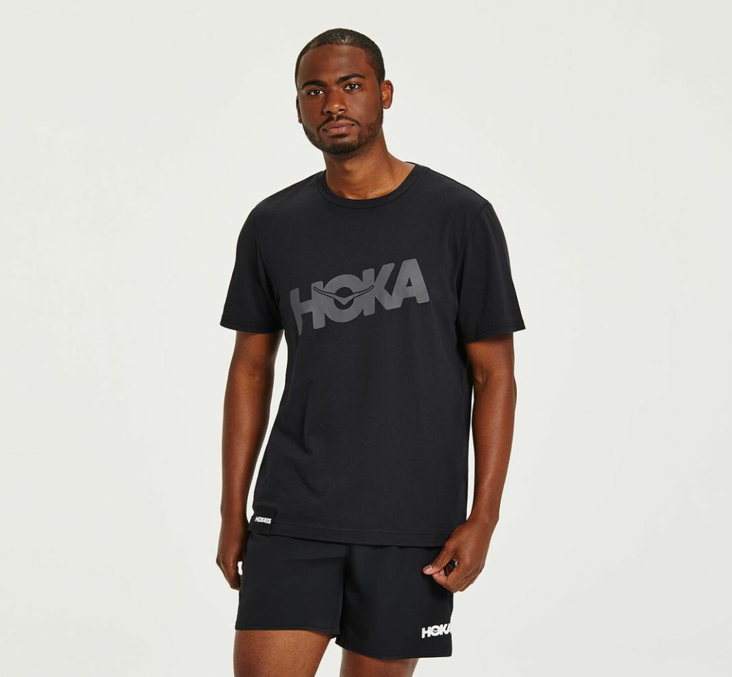 Men Tops | HOKA ONE ONE Brand Tee Black / Castlerock