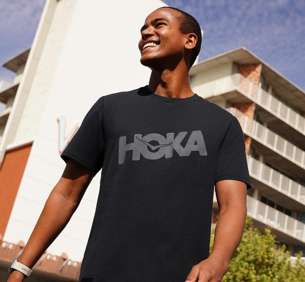 Men Tops | HOKA ONE ONE Brand Tee Black / Castlerock