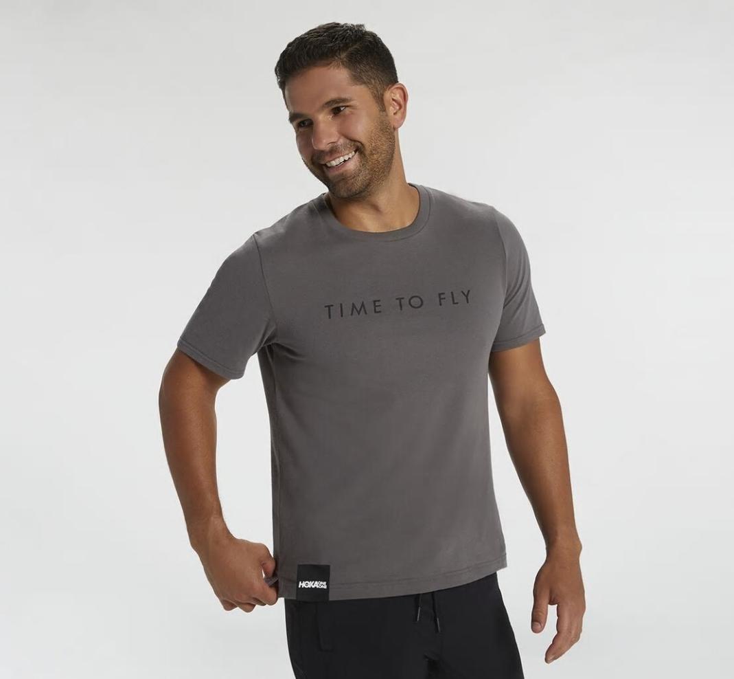 Men Tops | HOKA ONE ONE Brand Tee Charcoal