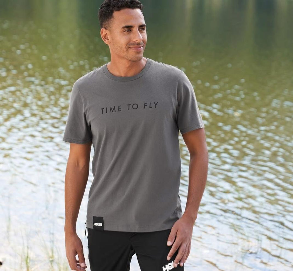 Men Tops | HOKA ONE ONE Brand Tee Charcoal