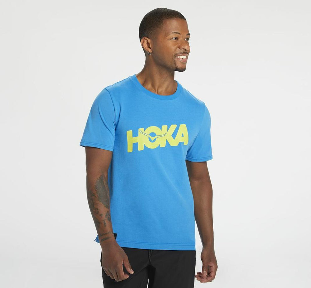 Men Tops | HOKA ONE ONE Brand Tee Diva Blue