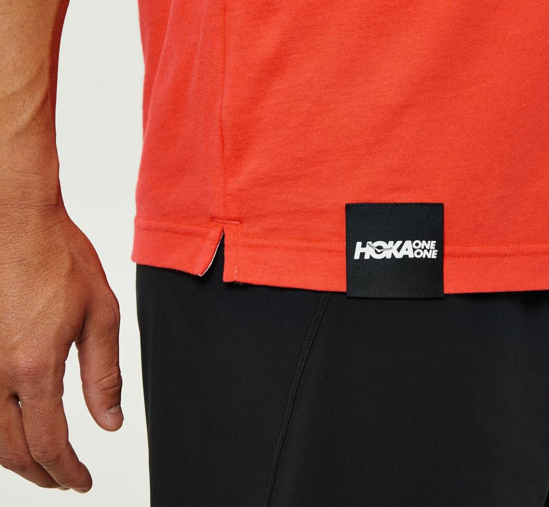 Men Tops | HOKA ONE ONE Brand Tee Fiesta / White