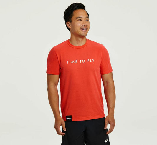 Men Tops | HOKA ONE ONE Brand Tee Fiesta / White