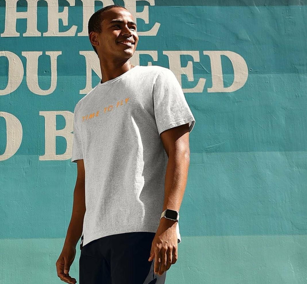 Men Tops | HOKA ONE ONE Brand Tee Heather Grey / Persimmon Orange