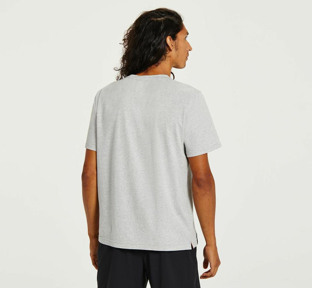 Men Tops | HOKA ONE ONE Brand Tee Heather Grey / Persimmon Orange
