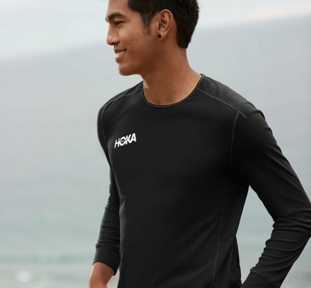 Men Tops | HOKA ONE ONE Performance 3/4 Sleeve Black