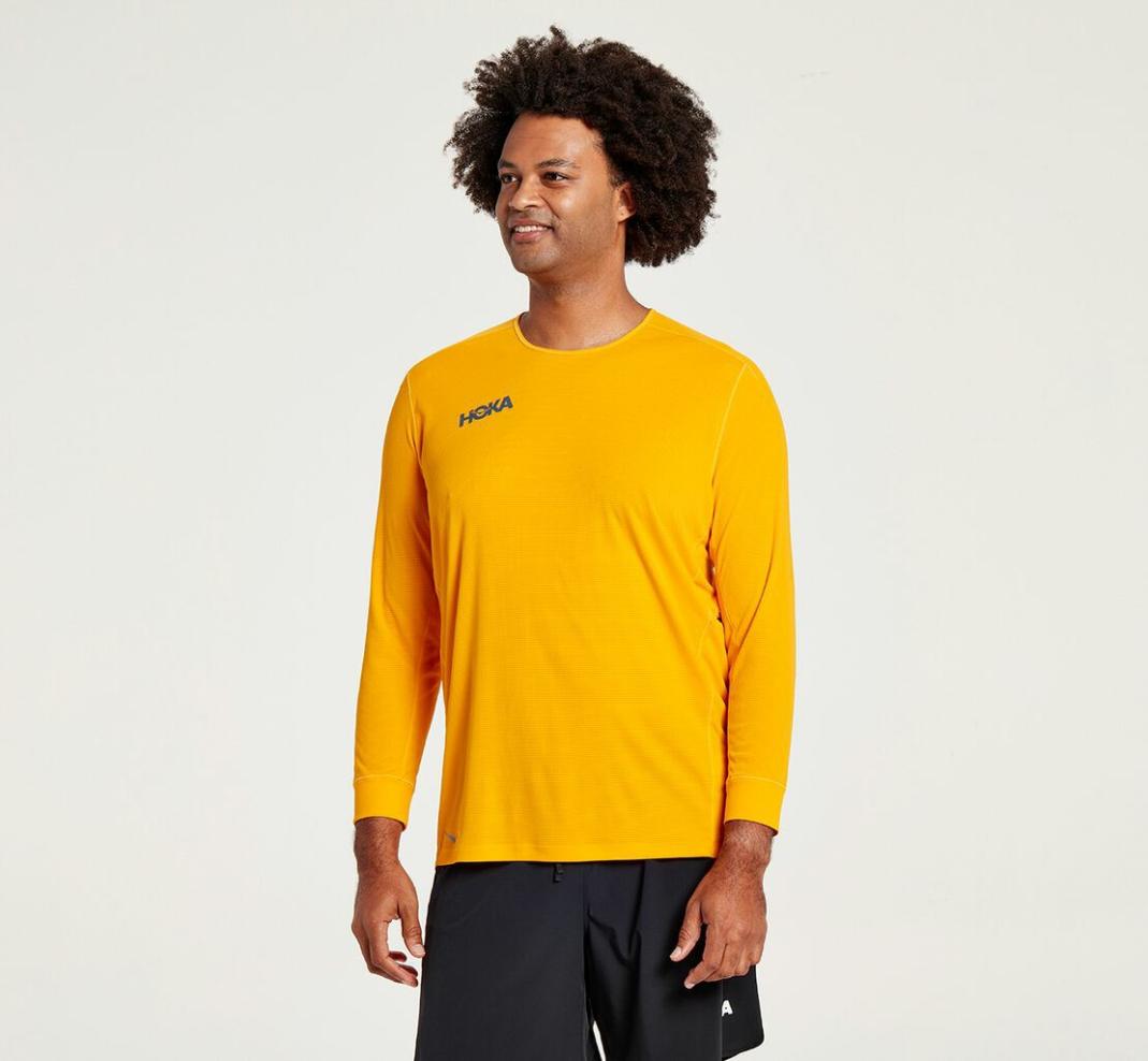Men Tops | HOKA ONE ONE Performance 3/4 Sleeve Saffron