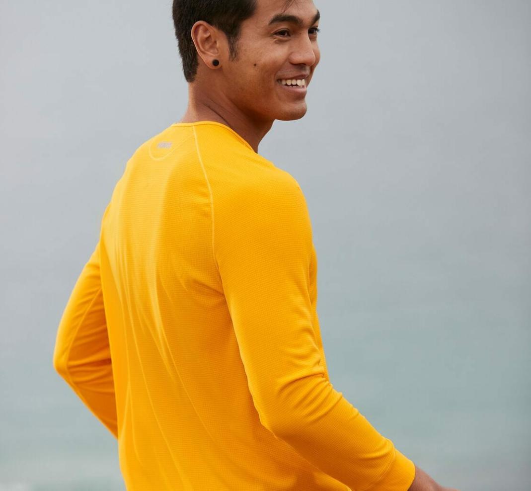 Men Tops | HOKA ONE ONE Performance 3/4 Sleeve Saffron