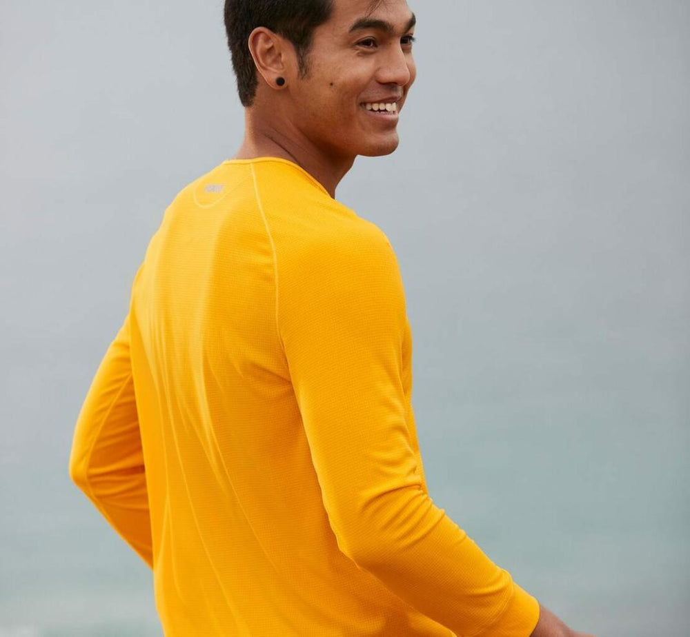 Men Tops | HOKA ONE ONE Performance 3/4 Sleeve Saffron
