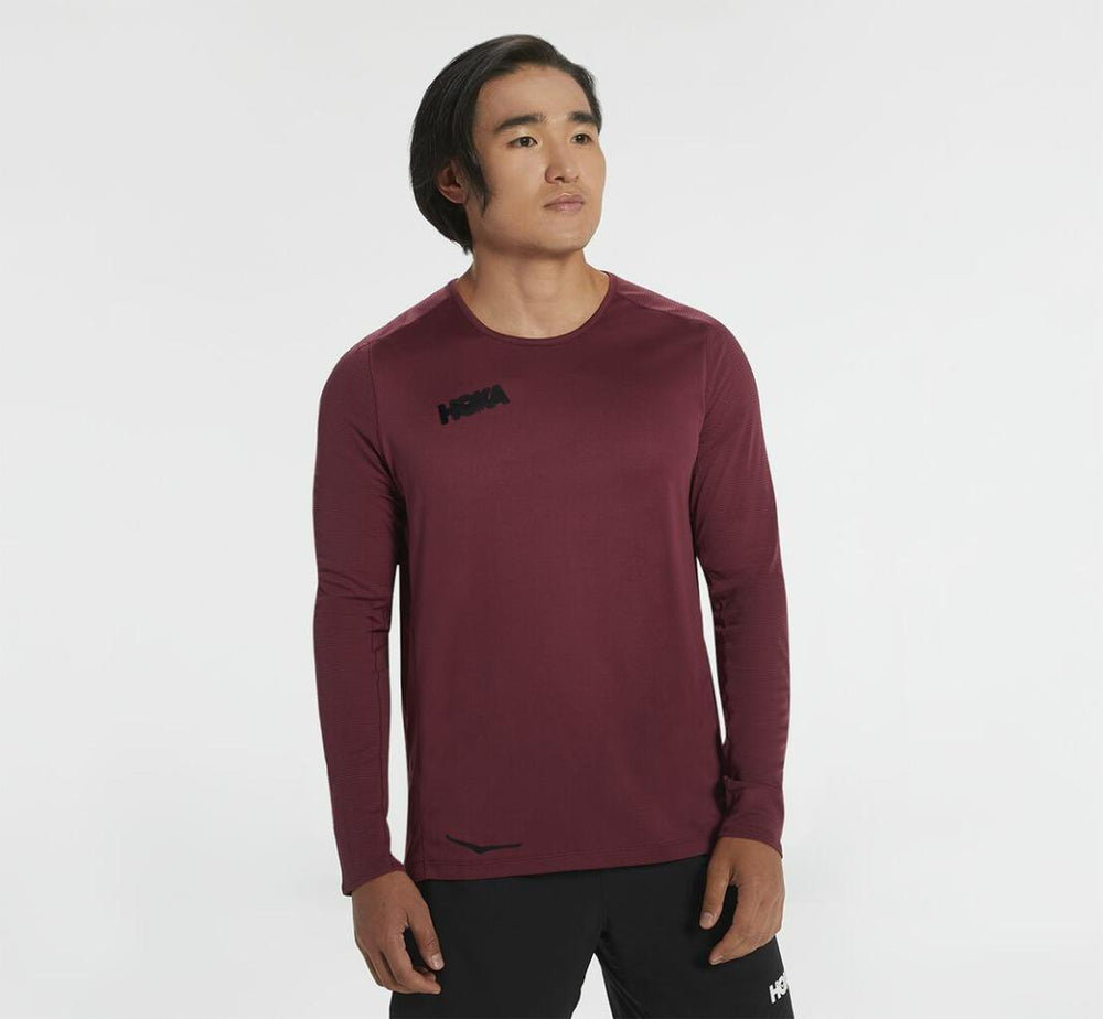 Men Tops | HOKA ONE ONE Performance Long Sleeve Cordovan