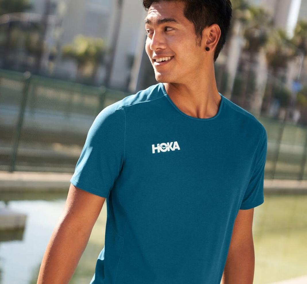 Men Tops | HOKA ONE ONE Performance Short Sleeve Moroccan Blue