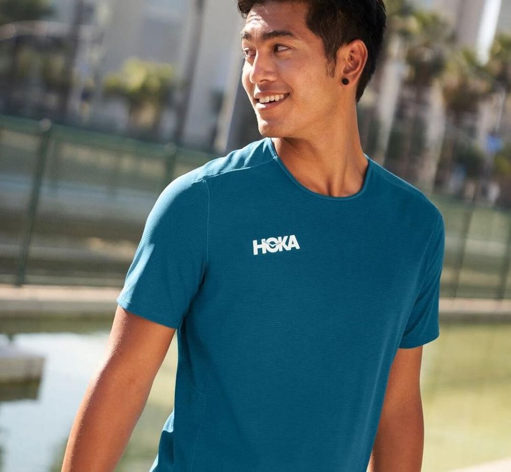 Men Tops | HOKA ONE ONE Performance Short Sleeve Moroccan Blue