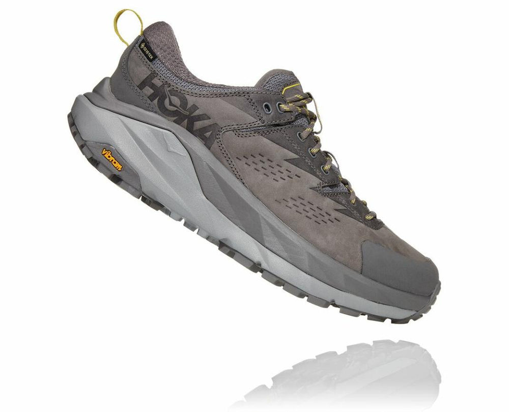 Men Trail Running | HOKA ONE ONE Kaha Low GORE-TEX Charcoal Gray / Green Sheen