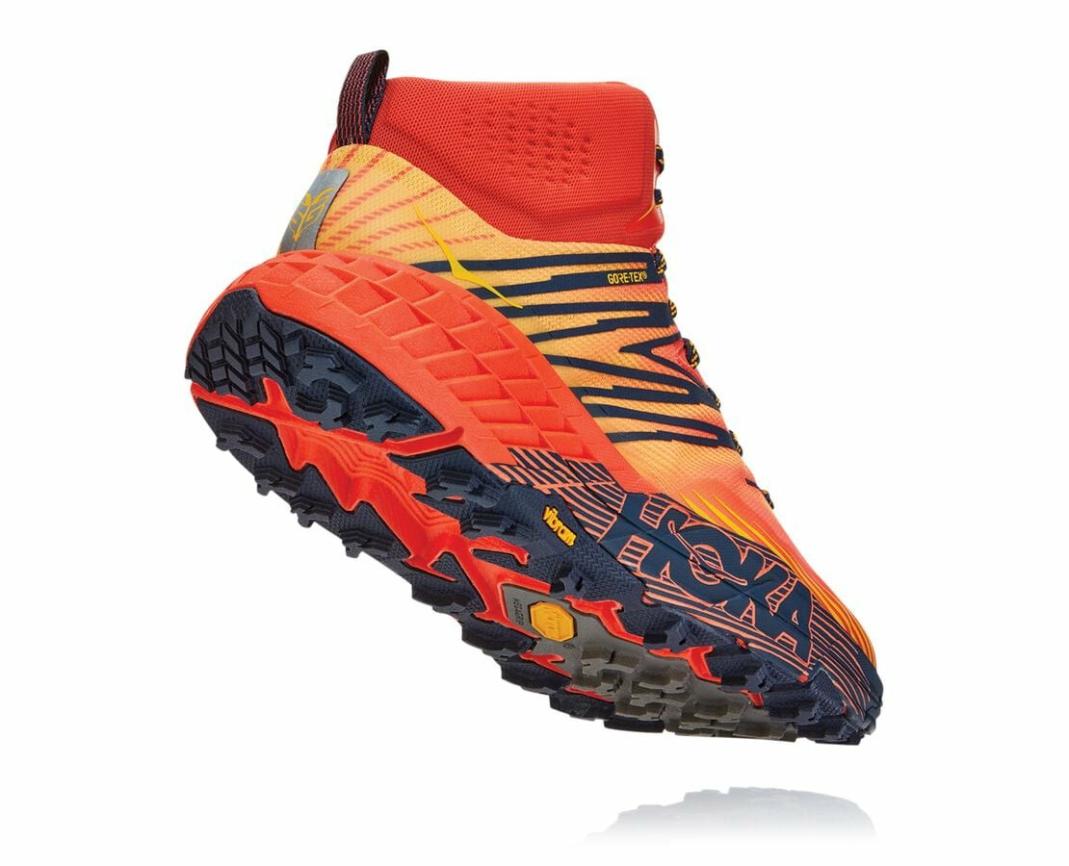 Men Trail Running | HOKA ONE ONE Speedgoat Mid GORE-TEX 2 Mandarin Red / Gold Fusion