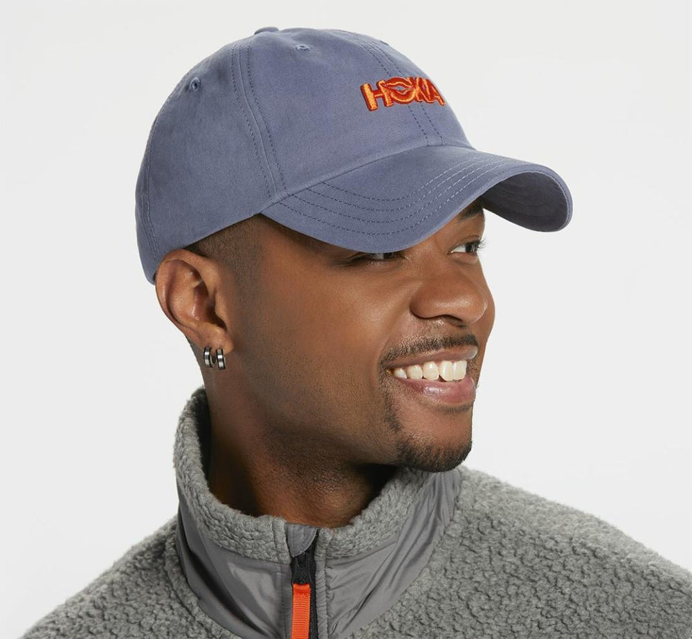 Men/Women Accessories | HOKA ONE ONE All Gender Casual Hat Blue Grey / Vermilion Orange