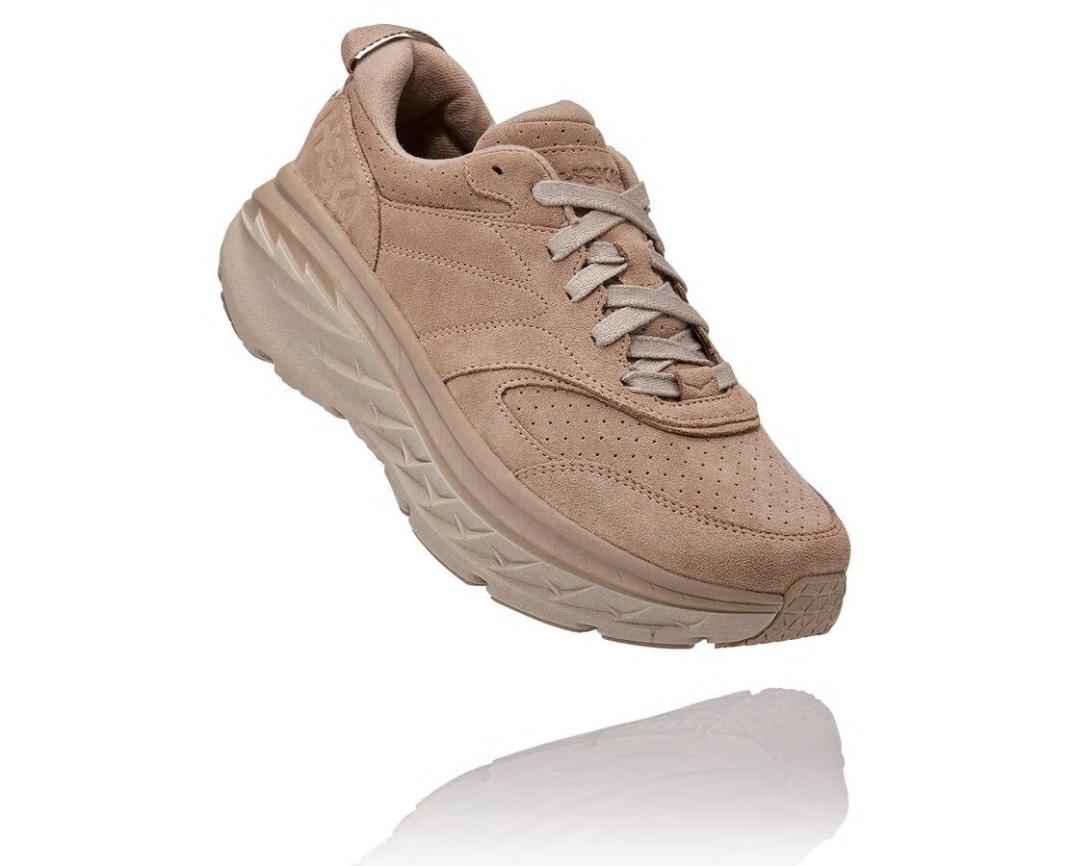 Men/Women Road Running | HOKA ONE ONE All Gender Bondi L Suede Simply Taupe / Pumice Stone