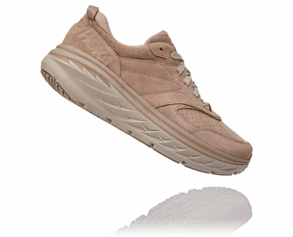 Men/Women Road Running | HOKA ONE ONE All Gender Bondi L Suede Simply Taupe / Pumice Stone
