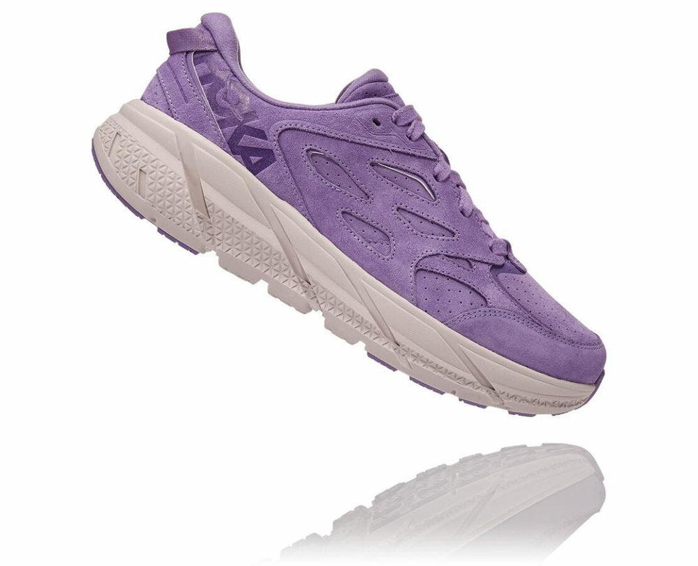 Men/Women Road Running | HOKA ONE ONE All Gender Clifton L Suede Chalk Violet / Lilac Ash