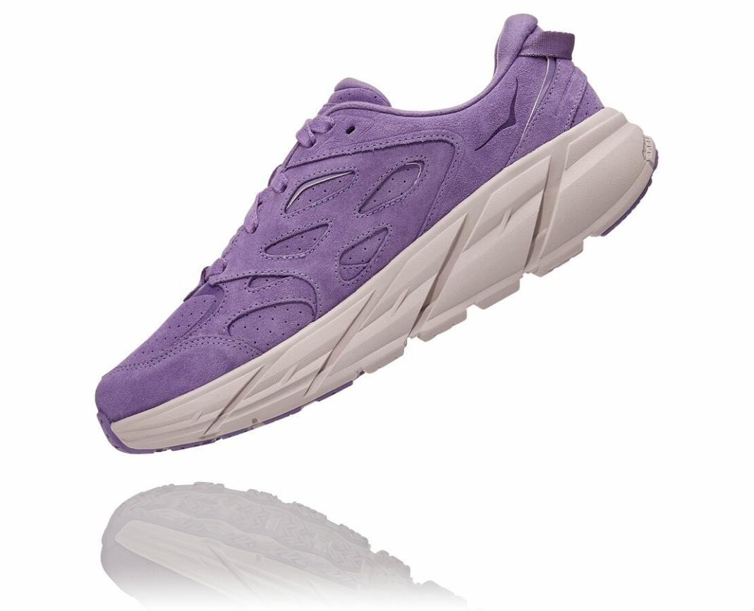 Men/Women Road Running | HOKA ONE ONE All Gender Clifton L Suede Chalk Violet / Lilac Ash
