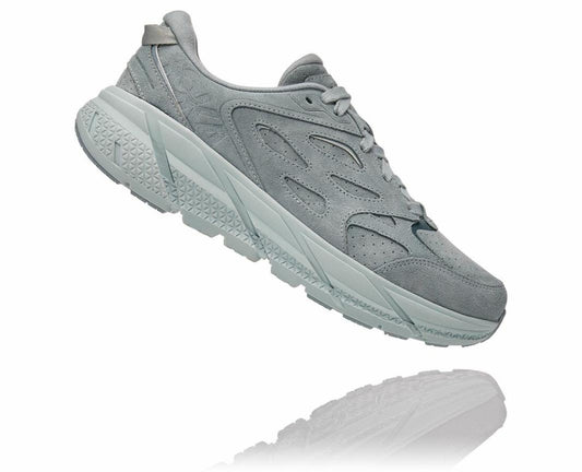 Men/Women Road Running | HOKA ONE ONE All Gender Clifton L Suede Grey Mist / Misty Blue