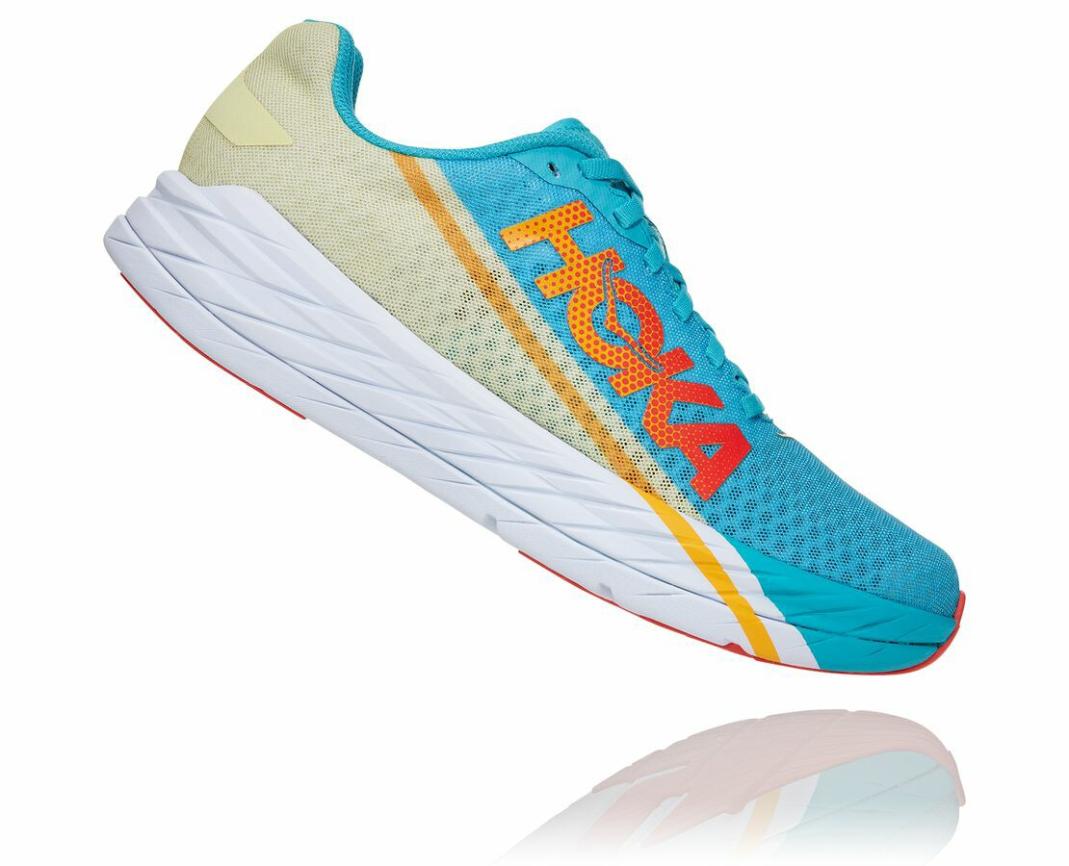 Men/Women Road Running | HOKA ONE ONE All Gender Rocket X Scuba Blue / Luminary Green