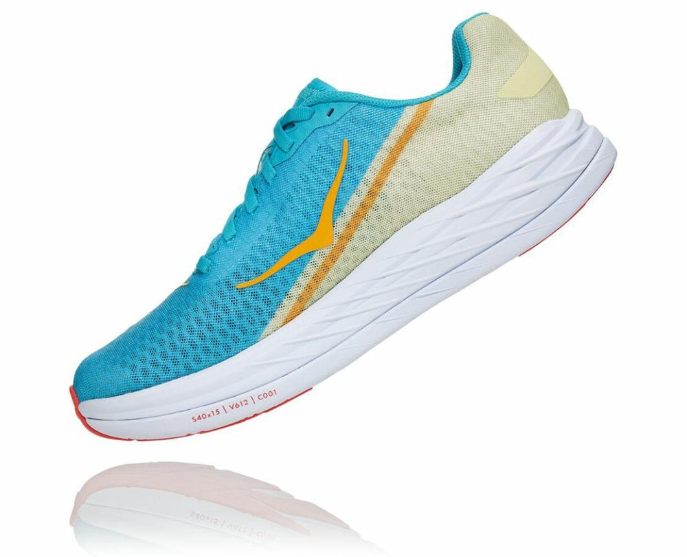 Men/Women Road Running | HOKA ONE ONE All Gender Rocket X Scuba Blue / Luminary Green