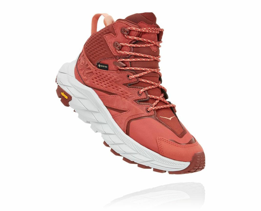 Women Hiking &amp; Backpacking | HOKA ONE ONE Anacapa Mid GORE-TEX Hot Sauce / Cherry Mahogany