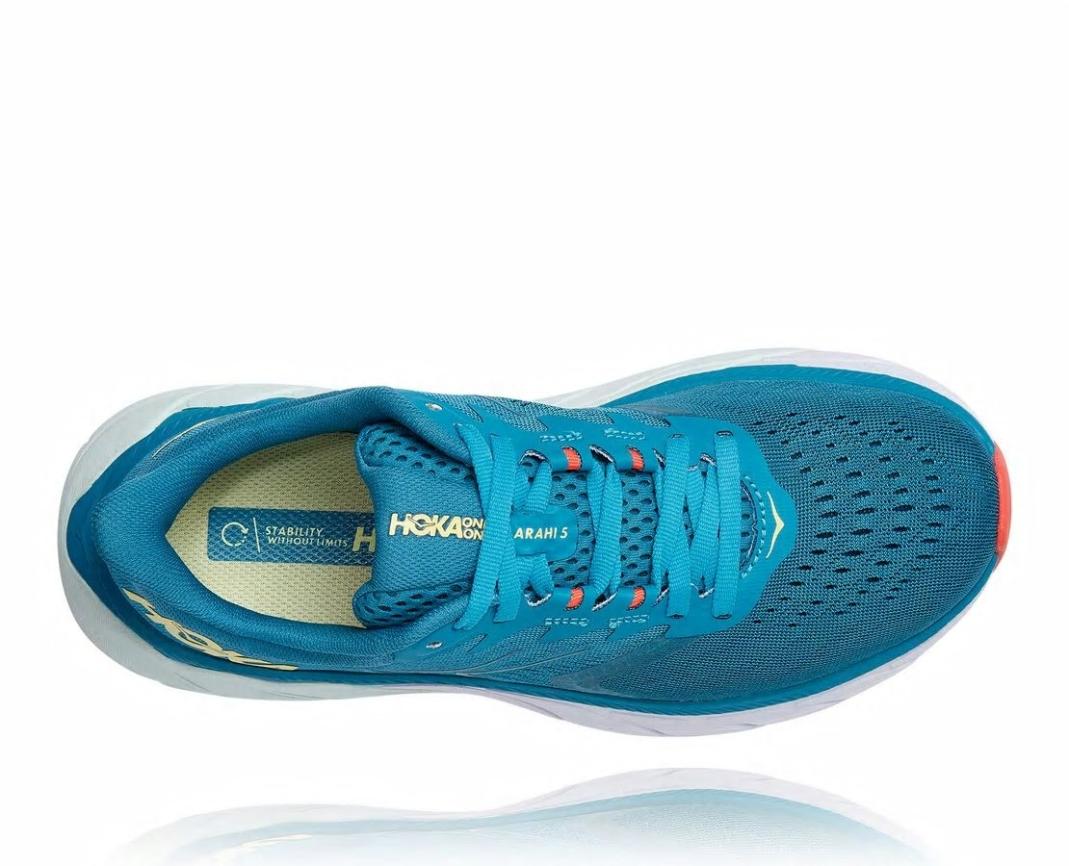Women Road Running | HOKA ONE ONE Arahi 5 Mosaic Blue / Luminary Green