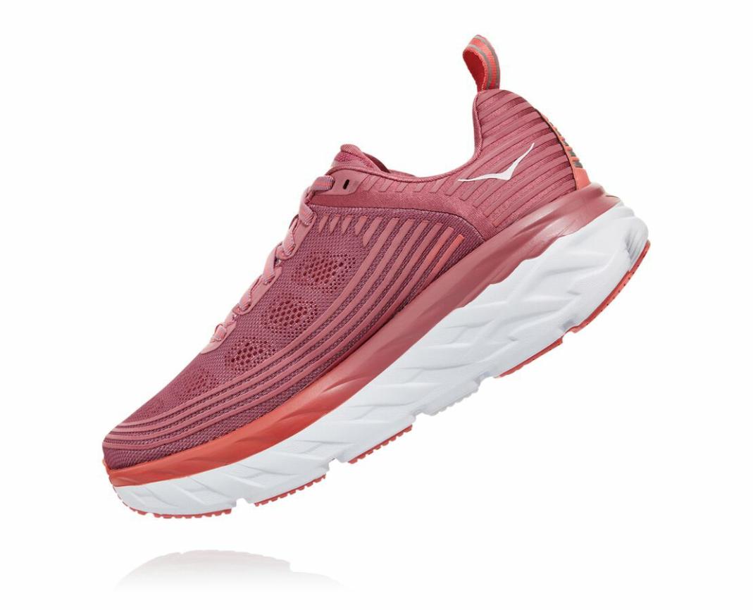 Women Road Running | HOKA ONE ONE Bondi 6 Heather Rose / Lantana