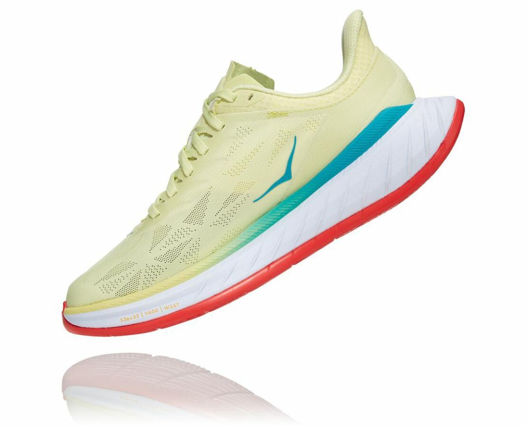 Women Road Running | HOKA ONE ONE Carbon X 2 Luminary Green / Hot Coral